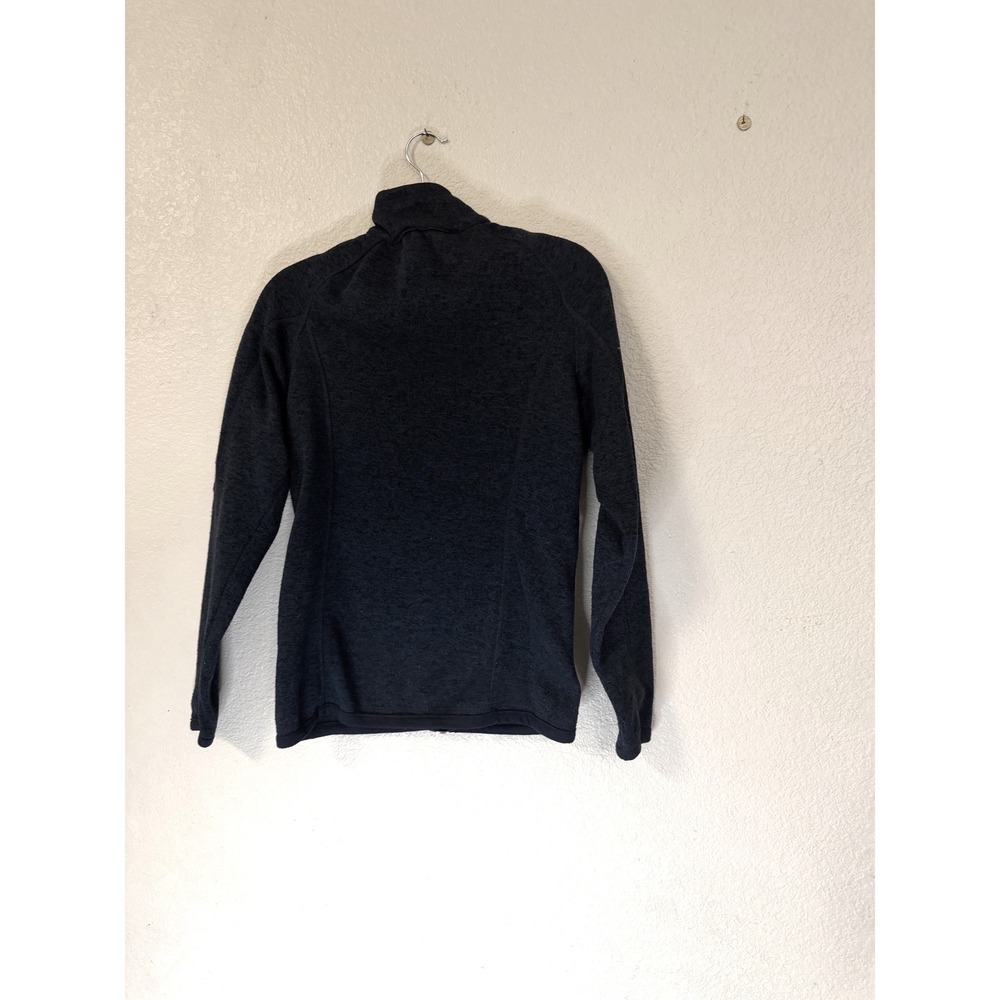 Quince Mens Full Zip Fleece Jacket Navy Blue Sweater Knit Mock Neck Small - Picture 4 of 6